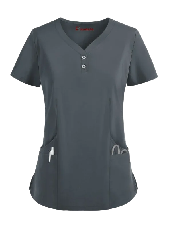 Y-Neck Women's 4-Pocket Scrub-Cotton Polyester