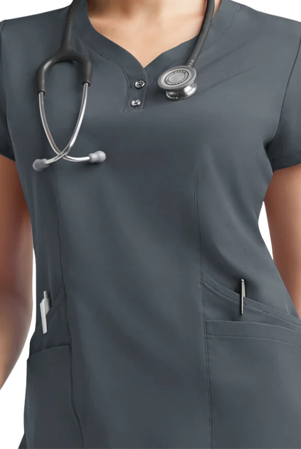 Y-Neck Women's 4-Pocket Scrub-Cotton Polyester - Image 3
