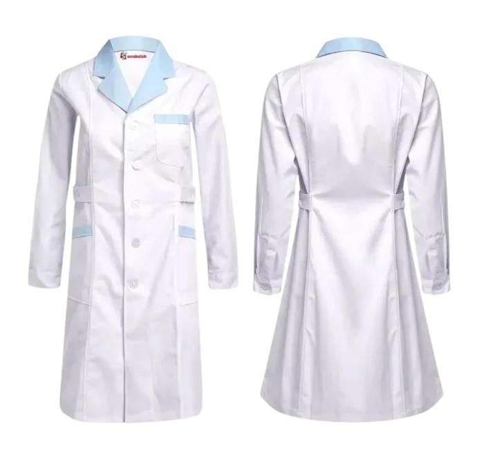 2 Color Combination Women 3 Pockets Lab-Coat Cotton - Image 3
