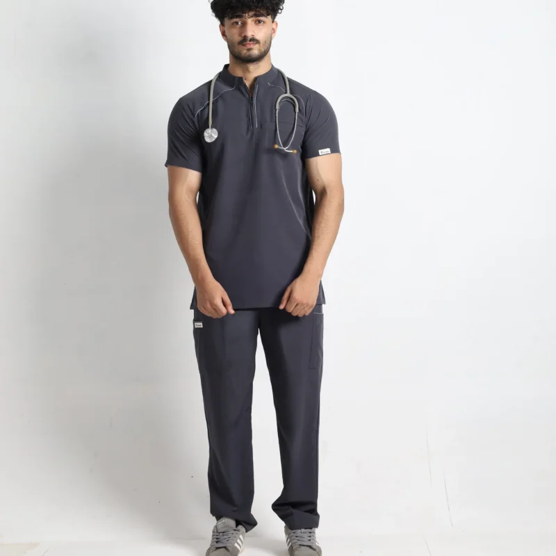 Grey Quarter-Zip-Ban Scrub
