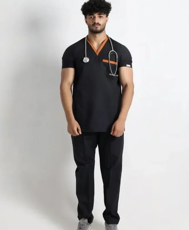 Black & Rust V-neck Performance Scrub