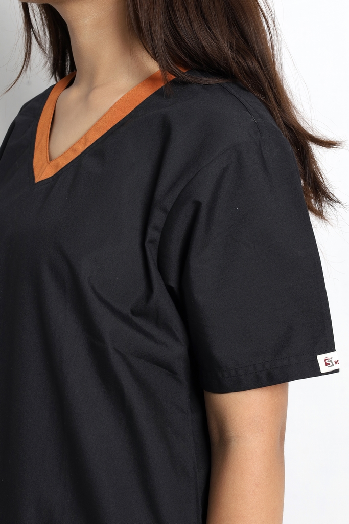 Black & Rust Cotton Polyester Women Scrub - Image 4