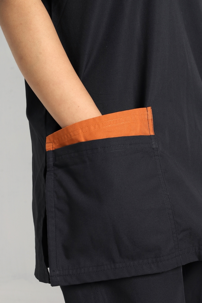 Black & Rust Cotton Polyester Women Scrub - Image 5