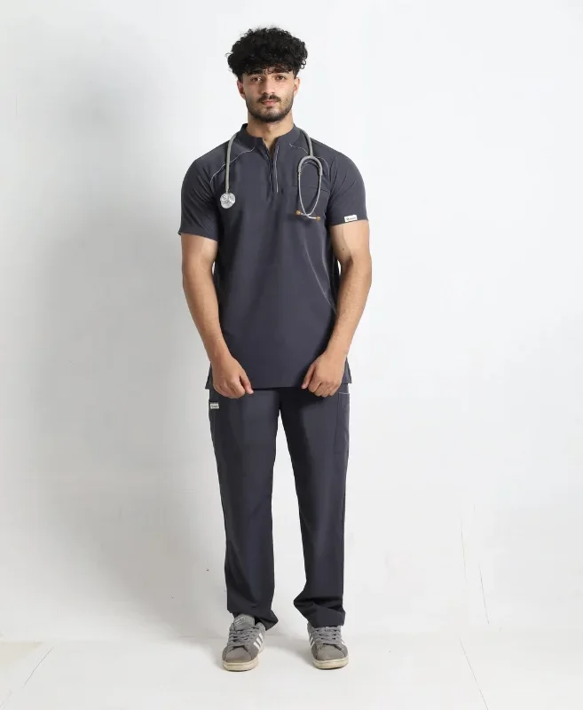 Grey Quarter-Zip-Ban Scrub