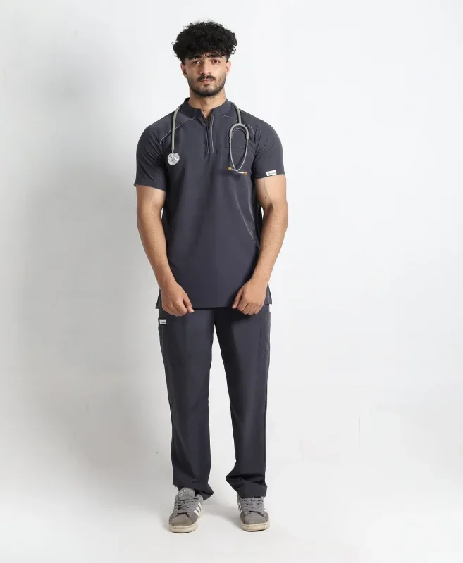 Grey Quarter-Zip-Ban Scrub