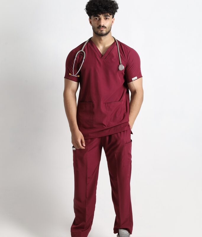 Maroon Classic V-Neck 6-Pocket Scrub