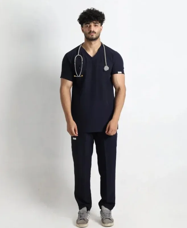 Navy Butter-Soft STRETCH Men’s V-Neck Scrub