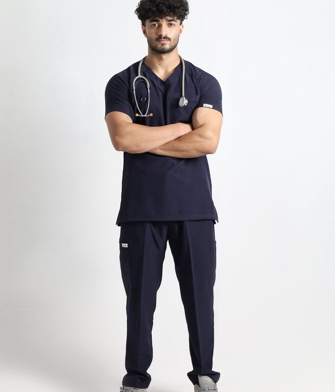 Navy Butter-Soft STRETCH Men’s V-Neck Scrub