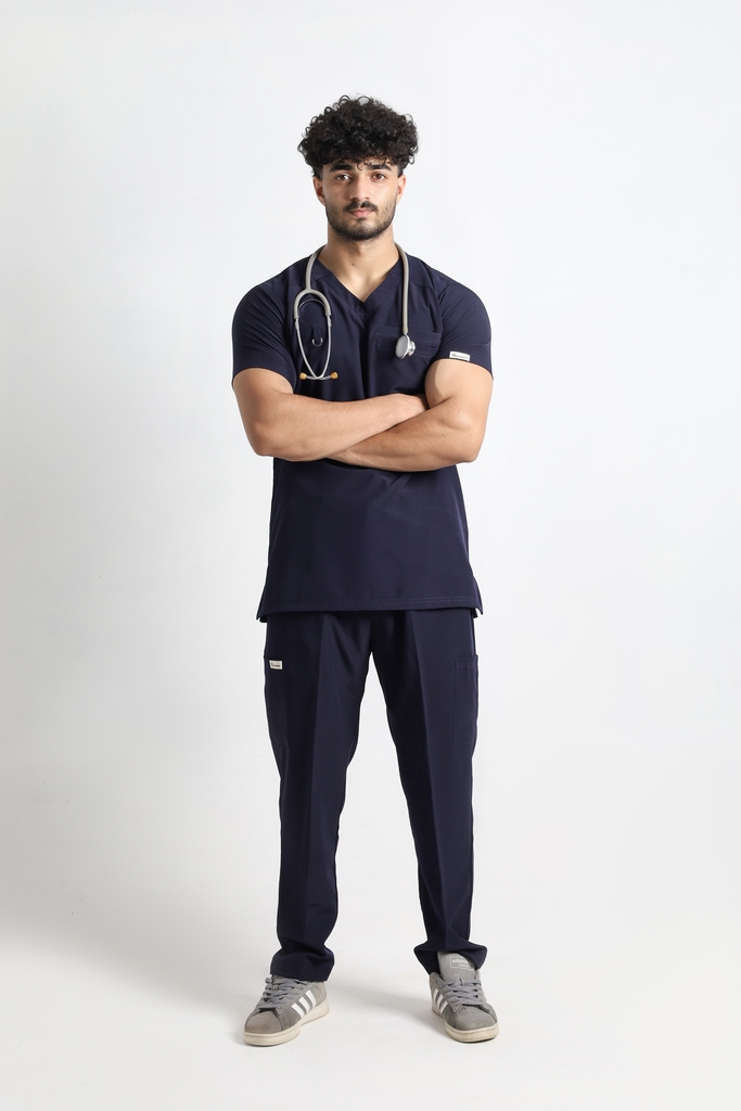 Navy Butter-Soft STRETCH Men’s V-Neck Scrub