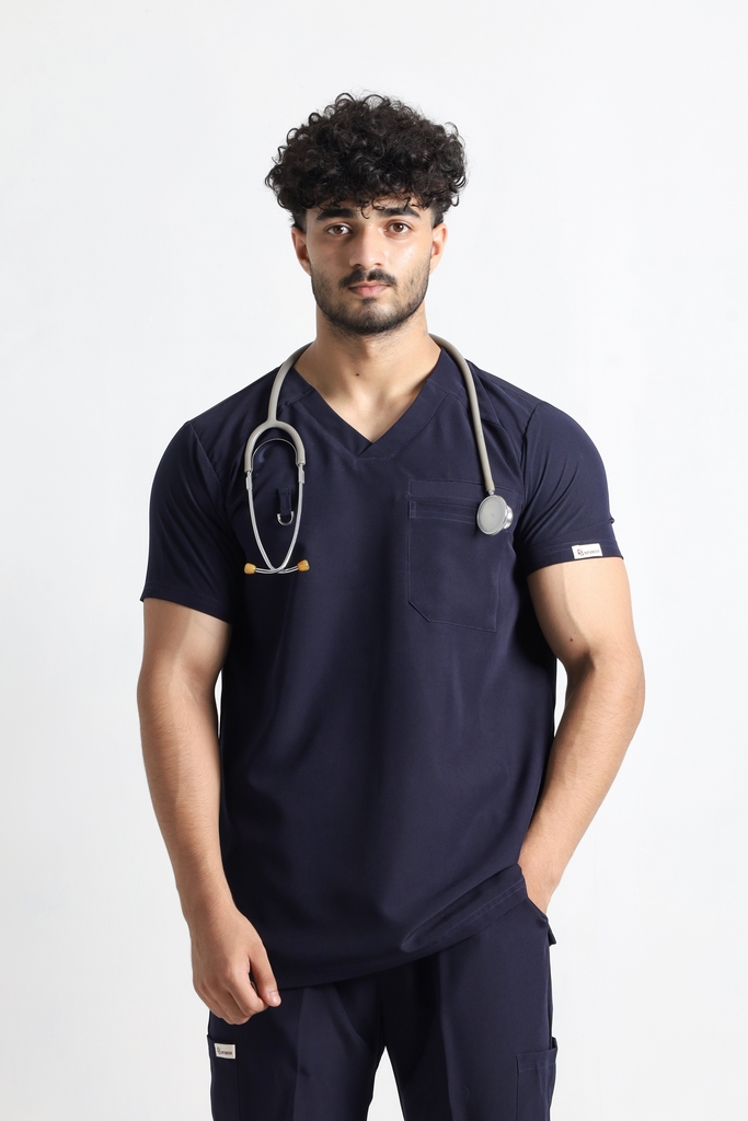 Navy Butter-Soft STRETCH Men’s V-Neck Scrub - Image 3