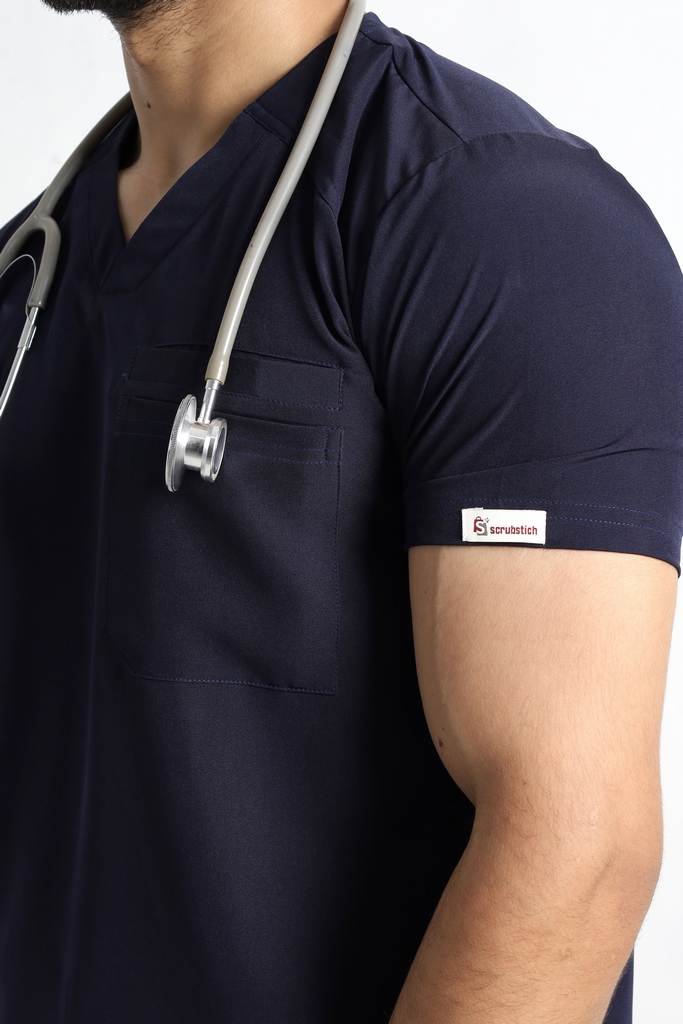Navy Butter-Soft STRETCH Men’s V-Neck Scrub - Image 4