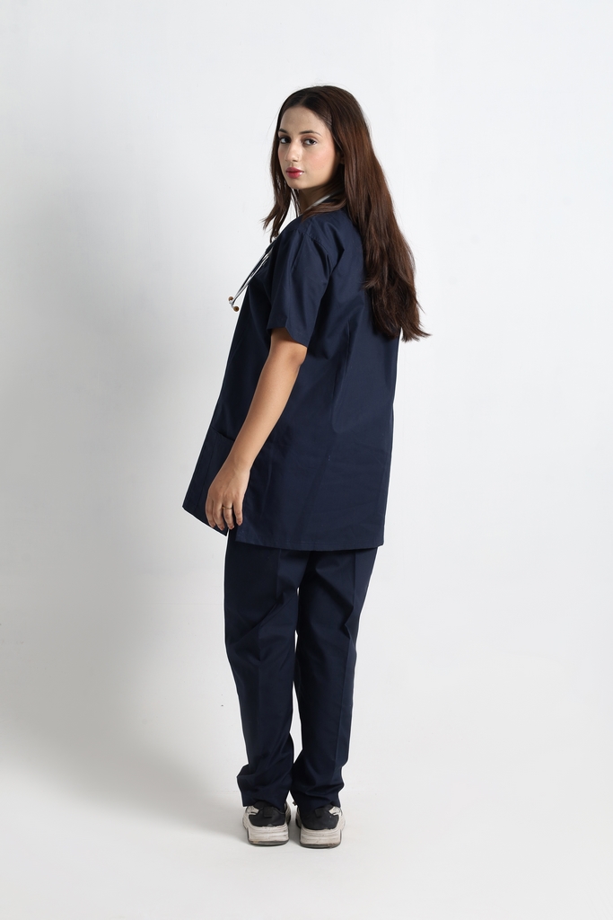 Classic Navy Short Sleeve Women V-Neck Scrubs - Image 2