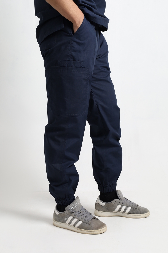 Navy Henley Jogger Round Neck Scrubs - Image 4