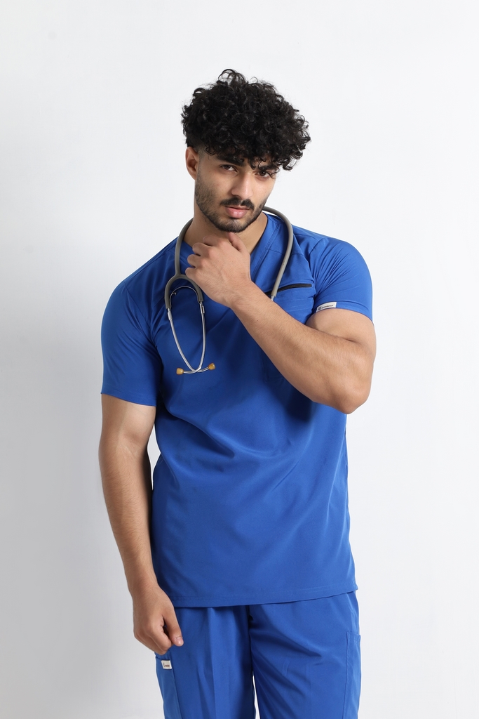 Royal Blue V-Neck Performance Scrubs - Image 3