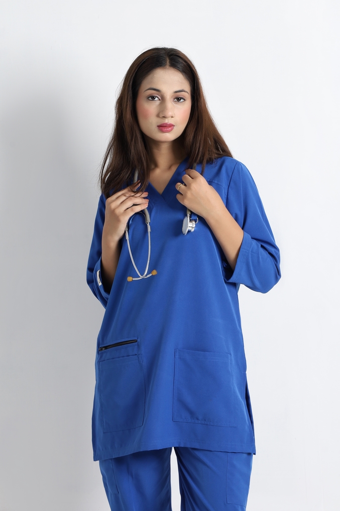 Royal Blue V-Neck Women Performance Scrubs - Image 3