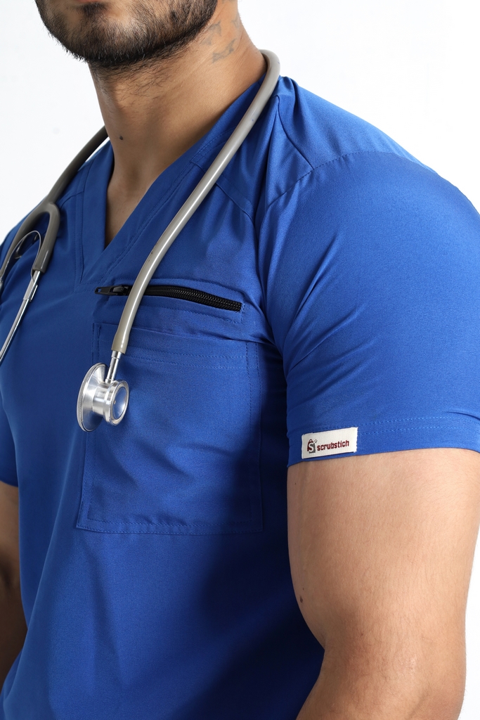 Royal Blue V-Neck Performance Scrubs - Image 4