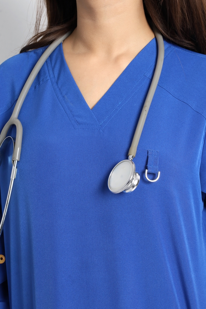 Royal Blue V-Neck Women Performance Scrubs - Image 4