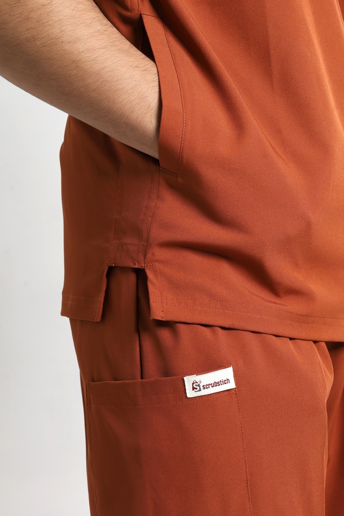 Men's Modern Rust-V-Neck Scrub - Image 4